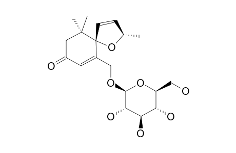 EXCOECARIOSIDE-B;6-ALPHA,9-ALPHA-EPOXYMEGASTIGMAN-3-ON-4-ENE-13-O-BETA-D-GLUCOPYRANOSIDE