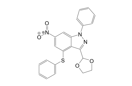 3-(1,3-Dioxolan-2-yl)-6-nitro-1-phenyl-4-(phenylsulfanyl)-1H-indazole