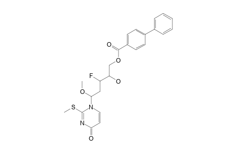 2,3-DIDEOXY-3-FLUORO-1-O-METHYL-1-C-(2-METHYLTHIO-4-OXO-1-(4H)-PYRIMIDINYL)-5-O-(4-PHENYLBENZOYL)-D-ERYTHRO-PENTITOL