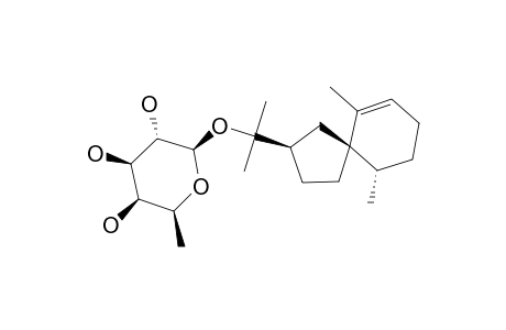 HINESOL_BETA-D-FUCOPYRANOSIDE;(2-R*,5-S*,10-S*)-6,10-DIMETHYL-2-[(1-METHYL-1-BETA-D-FUCOPYRANOSYLOXY)-ETHYL]-SPIRO-[4.5]-DEC-6-ENE