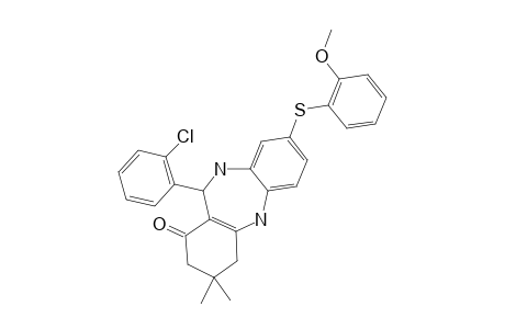 11-[(ORTHO-CHLORO)-PHENYL]-8-[(ORTHO-METHOXY)-PHENYLTHIO]-3,3-DIMETHYL-2,3,4,5,10,11-HEXAHYDRO-1H-DIBENZO-[B,E]-[1,4]-DIAZEPIN-1-ONE