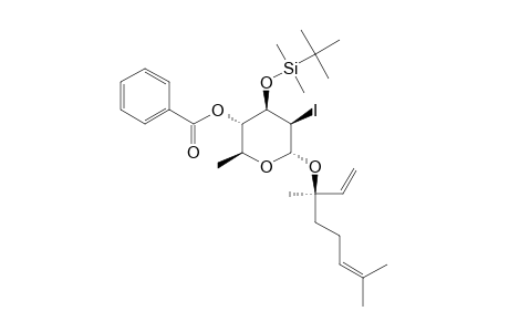 LINALOYL-4-O-BENZOYL-3-O-TERT.-BUTYLDIMETHYLSILYL-2,6-DIDEOXY-2-IODO-ALPHA-D-MANNO-HEXOPYRANOSIDE