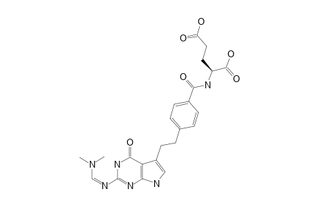 (2S)-2-[[4-[2-(2-(DIMETHYLAMINO)-METHYLENEAMINO-4-OXO-4,7-DIHYDRO-1H-PYRROLO-[2,3-D]-PYRIMIDIN-5-YL)-ETHYL]-BENZOYL]-AMINO]-PENTANEDIOIC-ACID