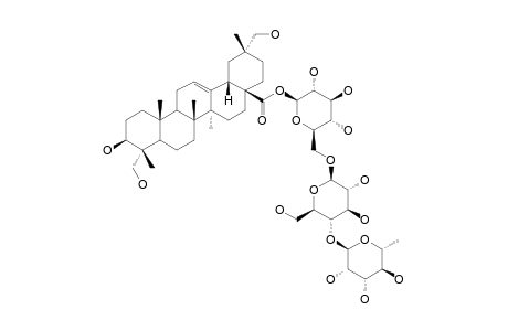 NIPPONOSIDE-D;3-BETA,20-ALPHA,29-TRIHYDROXY-OLEAN-12-EN-28-OIC-ACID-28-O-ALPHA-L-RHAMNOPYRANOSYL-(1->4)-BETA-D-GLUCOPYRANOSYL-(1->6)-BETA-D-GLUCOPY