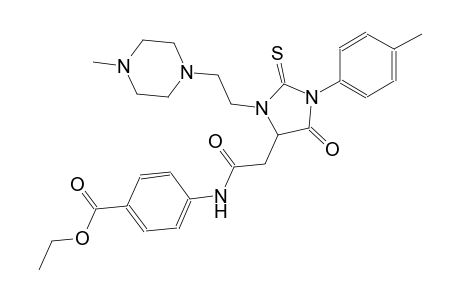 ethyl 4-[({1-(4-methylphenyl)-3-[2-(4-methyl-1-piperazinyl)ethyl]-5-oxo-2-thioxo-4-imidazolidinyl}acetyl)amino]benzoate