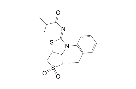 N-[(2Z)-3-(2-ethylphenyl)-5,5-dioxo-hexahydro-1,5,3-thieno[3,4-d][1,3]thiazol-2-ylidene]-2-methylpropanamide