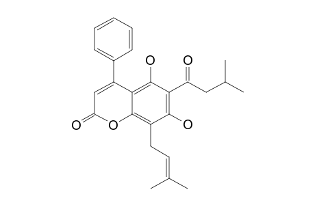 MAMMEA-A/AA;MAMMEISIN;5,7-DIHYDROXY-6-(3-METHYLBUTANOYL)-8-(3-METHYL-BUT-2-ENYL)-4-PHENYL-2H-CHROMEN-2-ONE