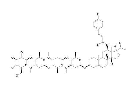 12-O-(PARA-COUMAROYL)-DEACETYLMETAPLEXIGENIN_3-BETA-O-GLUCOPYRANOSYL-(1->)-BETA-D-CYMAROPYRANOSYL-(1->4)-BETA-D-CYMAROPYRA