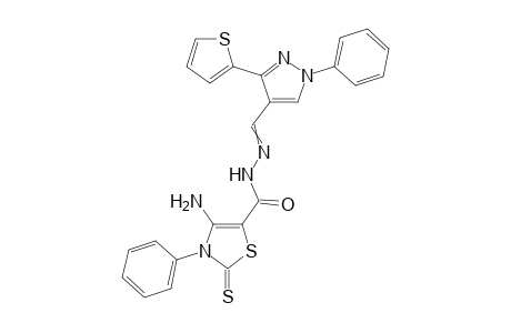 4-Amino-3-phenyl-N'-((1-phenyl-3-(thiophen-2-yl)-1H-pyrazol-4-yl)methylene)-2-thioxo-2,3-dihydrothiazole-5-carbohydrazide