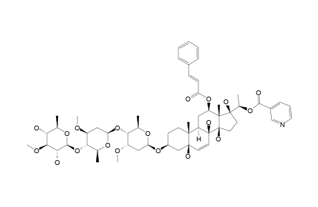 STEPHANOSIDE_L;12-O-CINNAMOYL-20-O-NICOTINOYL-(20-S)-PREGN-6-ENE-3-BETA,5-ALPHA,8-BETA,12-BETA,17-BETA,20-HEPTAOL_3-O-BETA-THEVETOPYRANOSYL-(1->4)-