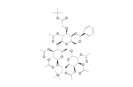 #13A;2-(TRIMETHYLSILYL)-ETHYL-[2-O-ACETYL-4,6-O-BENZYLIDINE-3-O-[(TERT.-BUTOXYCARBONYL)-METHYL]-BETA-D-GALACTOPYRANOSYL]-(1->4)-[2,3,4-TRI-O-ACETYL-ALPHA-L-FUC