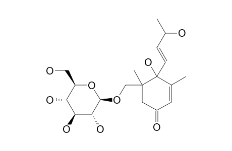 6-HYDROXY-JUNIPEIONOLOSIDE;3-OXO-6-HYDROXY-ALPHA-IONOL-11-O-BETA-D-GLUCOPYRANOSIDE