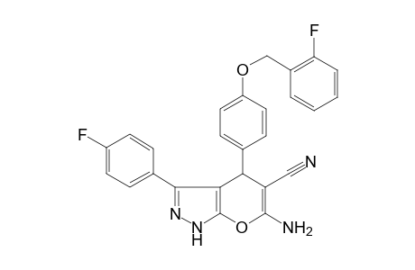 6-Amino-3-(4-fluorophenyl)-4-[4-[(2-fluorophenyl)methoxy]phenyl]-2,4-dihydropyrano[2,3-c]pyrazole-5-carbonitrile