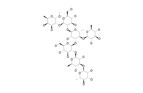 #7;QUAMOSIDE-B;METHYL-ALPHA-L-RHAMNOPYRANOSYL-(1->3)-O-BETA-D-QUINOVOPYRANOSYL-(1->2)-O-BETA-D-GLUCOPYRANOSYL-(1->3)-[O-BETA-D-QUINOVOPYRANOSYL-(1->4)]-O-ALPHA