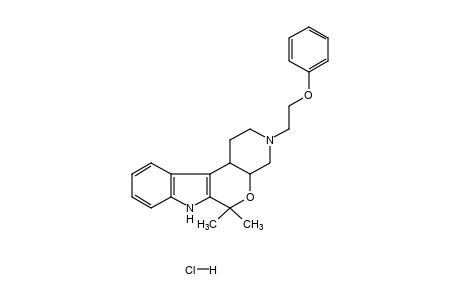 6,6-DIMETHYL-1,2,3,4,4a,6,7,11c-OCTAHYDRO-3-(2-PHENOXYETHYL)PYRIDO[4',3':5,6]PYRANO[3,4-b]INDOLE, MONOHYDROCHLORIDE