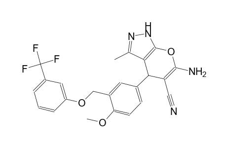 6-amino-4-(4-methoxy-3-{[3-(trifluoromethyl)phenoxy]methyl}phenyl)-3-methyl-1,4-dihydropyrano[2,3-c]pyrazole-5-carbonitrile