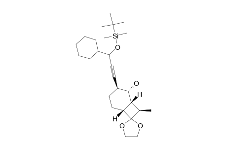 SPIRO-[3-[3'-[(TERT.-BUTYLDIMETHYLSILYL)-OXY]-3'-CYClOHEXYLPROP-1'-YNYL]-3-HYDRXY-8-METHYLBICYClO-[4.2.0]-OCTANE-7,2''-(1'',3''-DIOXOLANE)]