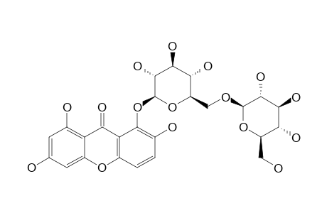 TRIPTEXANTHOSIDE-B;#2;1,2,6,8-TETRAHYDROXYXANTHONE-1-O-GENTIOBIOSIDE;1,2,6,8-TETRAHYDROXYXANTHONE-1-O-(6'-O-BETA-D-GLUCOPYRANOSYL)-BETA-D-GLUCOPYRANOSIDE