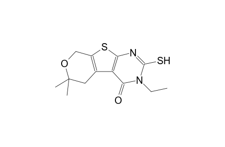 3-ethyl-6,6-dimethyl-2-sulfanyl-3,5,6,8-tetrahydro-4H-pyrano[4',3':4,5]thieno[2,3-d]pyrimidin-4-one