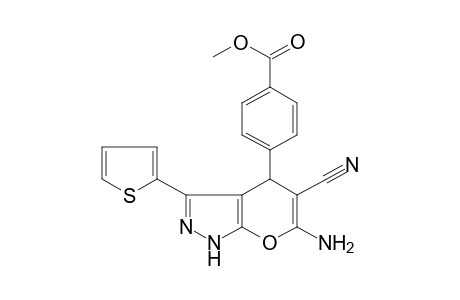 4-(6-Amino-5-cyano-3-thiophen-2-yl-1,4-dihydro-pyrano[2,3-c]pyrazol-4-yl)-benzoic acid methyl ester