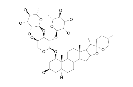 BrISBAGENIN_1-O-[O-ALPHA-L-RHAMNOPYRANOSYL-(1->2)-O-[ALPHA-L-RHAMNOPYRANOSYL-(1->3)]-ALPHA-L-ARABINOPYRANOSIDE]