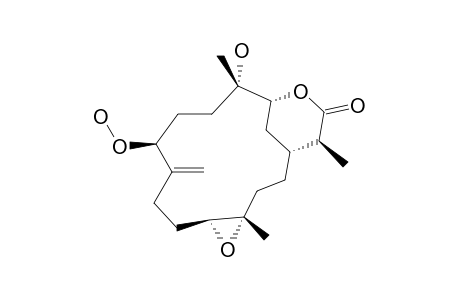 MANAARENOLIDE_B;(1-R,3-R,4-S,7-S,11-S,12-S,15-S)-4-HYDROXY-7-HYDROPEROXY-11,12-EPOXYCEMBR-8-(19)-EN-16,3-OLIDE