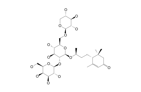 OREADOSIDE_A;9-HYDROXYMEGASTIGMA-4-EN-3-ONE_BETA-D-GLUCOPYRANOSYL-(1->2)-[BETA-D-XYLOPYRANOSYL-(1->6)]-BETA-D-GALACTOPYRANOSIDE