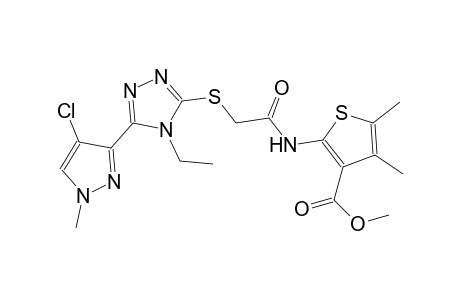 methyl 2-[({[5-(4-chloro-1-methyl-1H-pyrazol-3-yl)-4-ethyl-4H-1,2,4-triazol-3-yl]sulfanyl}acetyl)amino]-4,5-dimethyl-3-thiophenecarboxylate