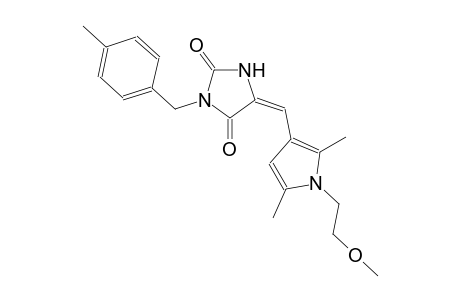 (5E)-5-{[1-(2-methoxyethyl)-2,5-dimethyl-1H-pyrrol-3-yl]methylene}-3-(4-methylbenzyl)-2,4-imidazolidinedione