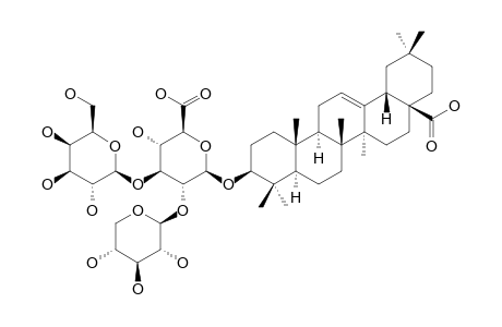 ELATOSIDE_A;OLEANOLIC_ACID_3-O-{[BETA-D-XYLOPYRANOSYL-(1->2)]-[BETA-D-GALACTOPYRANOSYL-(1->3)]}-BETA-D-GLUCOPYRANOSIDURONIC_ACID