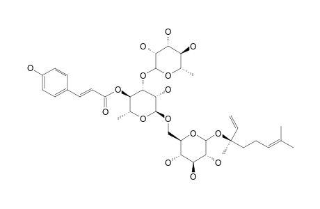 (3S)-O-ALPHA-L-RHAMNOPYRANOSYL-(1->3)-[4-O-(E)-COUMAROYL]-ALPHA-L-RHAMNOPYRANOSYL-(1->6)-BETA-D-GLUCOPYRANOSYLLINALOOL