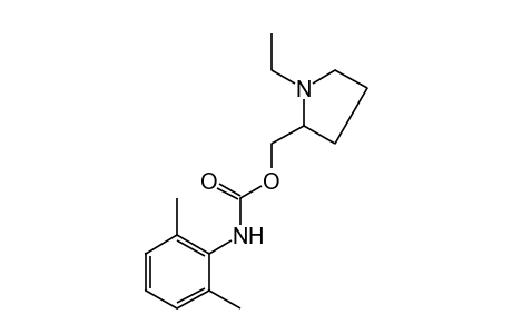 2,6-dimethylcarbanilic acid, (1-ethyl-2-pyrrolidinyl)methyl ester