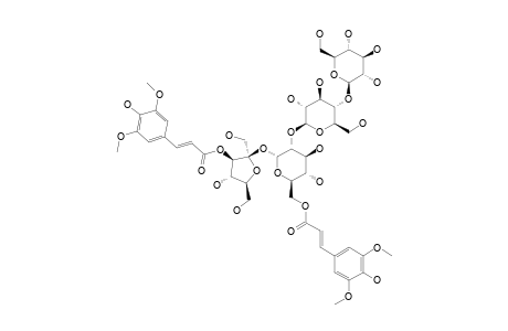 TRICORNOSE_G;#15;3-O-[(E)-SINAPOYL]-BETA-D-FRUCTOFURANOSYL-(2->1)-[BETA-D-GLUCOPYRANOSYL-(1->4)-BETA-D-GLUCOPYRANOSYL-(1->2)]-[6-O-(E)-SINAPOYL]-ALPHA-D-GLUCOP