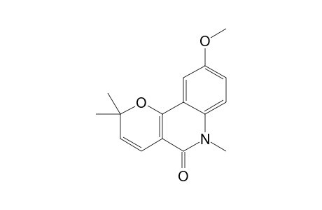 9-METHOXY-2,2,6-TRIMETHYL-2,3-DIHYDRO-5H-PYRANO-[3,2-C]-QUINOLIN-5-ONE;N-METHYL-HAPLAMINE