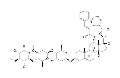 STEPHANOSIDE_G;12-O-CINNAMOYL-20-O-NICOTINOYLSARCOSTIN_3-O-BETA-D-THEVETOPYRANOSYL-(1->4)-BETA-D-OLEANDROPYRANOSYL-(1->4)-BETA-D-CYM