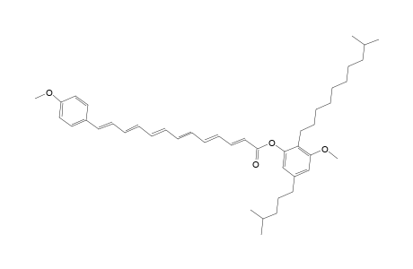 2,4,6,8,10,12-Tridecahexaenoic acid, 13-(4-methoxyphenyl)-, 3-methoxy-2-(9-methyldecyl)-5-(4-methylpentyl)phenyl ester