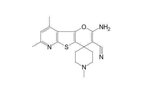 4H-Oxino[3',2':2,3]thieno[5,4-b]pyridine-3-carbonitrile, 2-amino-7,9-dimethyl-4,4'-spiro(1-methylpiperidine)-