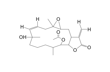 OXIRENO[4,5]CYCLOTETRADECA[1,2-b]FURAN-12(1AH)-ONE, 10-(ACETYLOXY)-2,5,6,7,8,9,10,10A,13,13A,14,14A-DECAHYDRO-5-HYDROXY-1A,5,9-TRIMETHYL-13-METHYLENE-