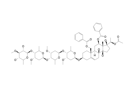 #20;12-O-BENZOYL-19-BENZOYLOXY-20-O-ACETYLSARCOSTIN-3-O-BETA-D-THEVETOPYRANOSYL-(1->4)-BETA-D-CYMAROPYRANOSYL-(1->4)-BETA-D-CYMAROPYRANOSYL-(1->4)-BETA-