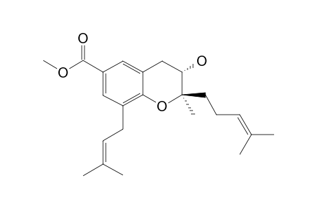 6-CARBOMETHOXY-8-(3'',3''-DIMETHYLALLYL)-3-ALPHA-HYDROXY-2-ALPHA-METHYL-2-(4'-METHYLPENT-3'-ENYL)-3,4-DIHYDROBENZOPYRAN