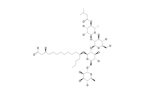 #2;CRYPTOPHILIC_ACID_B;(+)-(3S,12S)-3,12-DIHYDROXYPALMITIC-ACID_12-O-[4-O-ISOVALEROYL-ALPHA-RHAMNOPYRANOSYL-(1->2)-O-BETA-GLUCOPYRANOSYL-(1->2)-O-[ALPHA-RHAMN