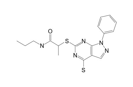 ALPHA-(4-MERCAPTO-1-PHENYLPYRAZOLO-[3,4-D]-PYRIMIDIN-6-YLTHIO)-N-PROPYL-PROPANAMIDE