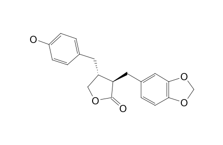 CHAMALIGNOLIDE;(8R,8'R)-2-BETA-(3',4'-METHYLENEDIOXYBENZYL)-3-ALPHA-(4''-HYDROXYBENZYL)-GAMMA-BUTYROLACTONE