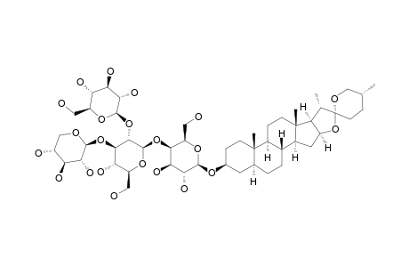 #1;DEGALACTOTIGONIN;(3-BETA,5-ALPHA,25-R)-SPIROSTAN-3-O-BETA-D-GLUCOPYRANOSYL-(1->2)-O-[BETA-D-XYLOPYRANOSYL-(1->3)]-O-BETA-D-GLUCOPYRANOSYL-(1->4)-O-BETA-D-GA