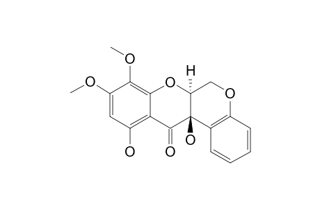 #3;BOERAVINONE-K;8-METHOXY-10-DEMETHOXY-COCCINEONE-E;(6A-ALPHA,12A-BETA)-6A,12A-DIHYDRO-11,12A-DIHYDROXY-8,9-DIMETHOXY-[1]-BENZOPYRANO-[3,4-B]-[1]-BENZOPYRAN-