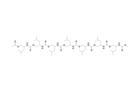 (-)-[1-(HYDROXYMETHYL)-3-METHYLBUTYL]CARBAMIC ACID, HEPTAMOLECULAR ESTER, METHYL ESTER, ACETATE (ESTER)