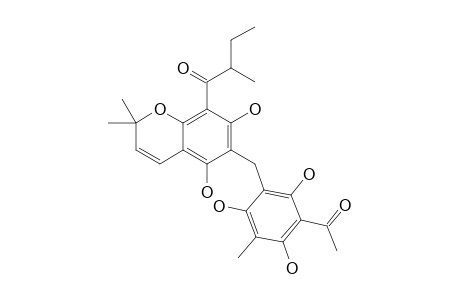 MALLOTOPHILIPPEN-B;1-[6-(3-ACETYL-2,4,6-TRIHYDROXY-5-METHYL-BENZYL)-5,7-DIHYDROXY-2,2-DIMETHYL-2-H-CHROMEN-8-YL]-2-METHYL-BUTAN-1-ONE