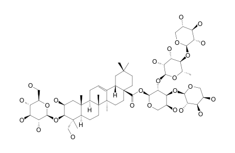 #1;PHYSENOSIDE-S1;28-O-BETA-D-XYLOPYRANOSYL-(1->4)-ALPHA-L-RHAMNOPYRANOSYL-(1->2)-[ALPHA-L-ARABINOPYRANOSYL-(1->3)]-ALPHA-L-ARABINOPYRANOSYL-3-O-BETA-D-GLUCOPY