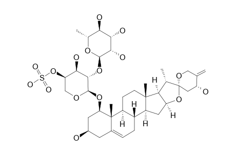 ANGUDRACANOSIDE_D;SPIROST-5,25-(27)-ENE-1-BETA,3-BETA,24-ALPHA-TRIOL-1-O-ALPHA-L-RHAMNOPYRANOSYL-(1->2)-(4-O-SULFO)-ALPHA-L-ARABINOPYRANOSIDE