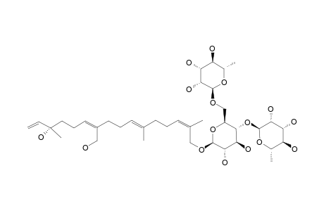 #3;CAPSIANOSIDE-XIV;17-O-ALPHA-L-RHAMNOPYRANOSYL-(1->4)-[ALPHA-L-RHAMNOPYRANOSYL-(1->6)]-BETA-D-GLUCOPYRANOSIDE-(6E,10E,14Z)-(3S)-19-HYDROXY-GERANYL-LINALOOL